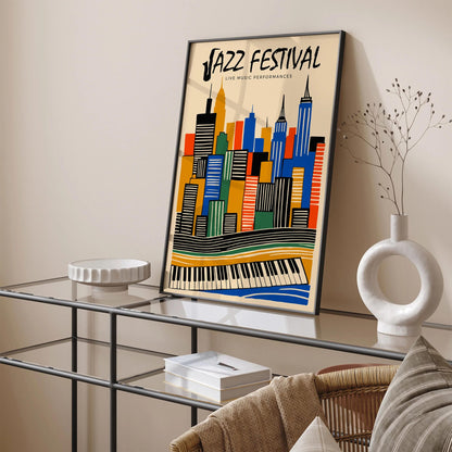 Retro Jazz Music Poster – Festival Wall Art Print