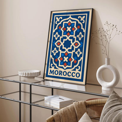 Morocco Blue Ornamental Pattern Poster