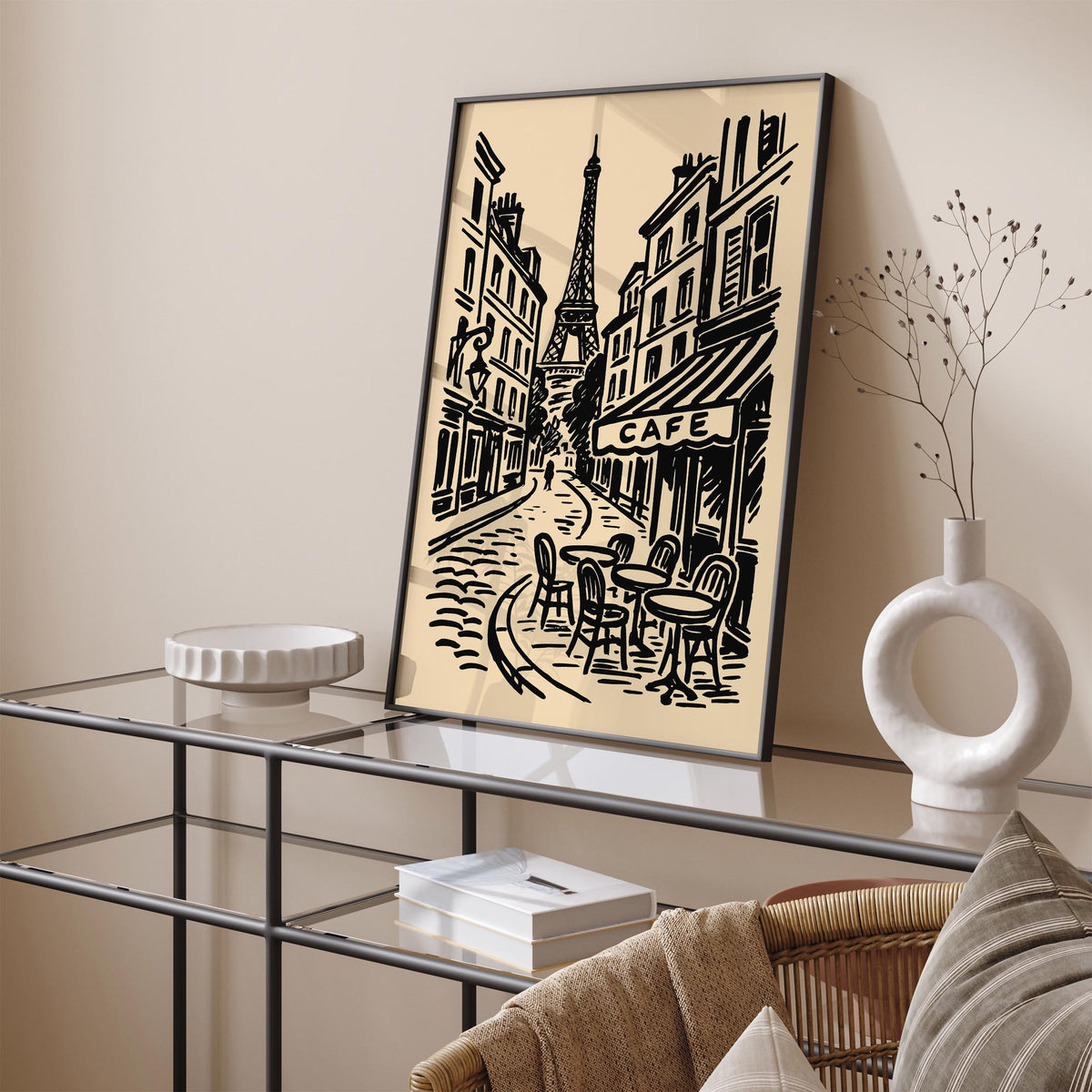 Paris Cafe Cityscape Travel Art Poster
