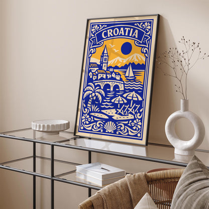 Croatia Travel Poster - Blue Adriatic Wall Art
