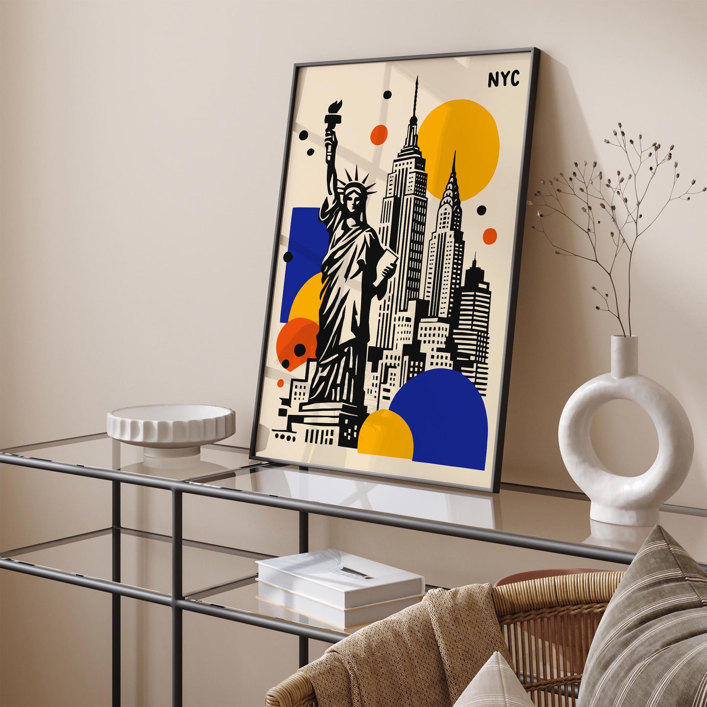 NYC Travel Poster – Modern Cityscape Wall Art Print