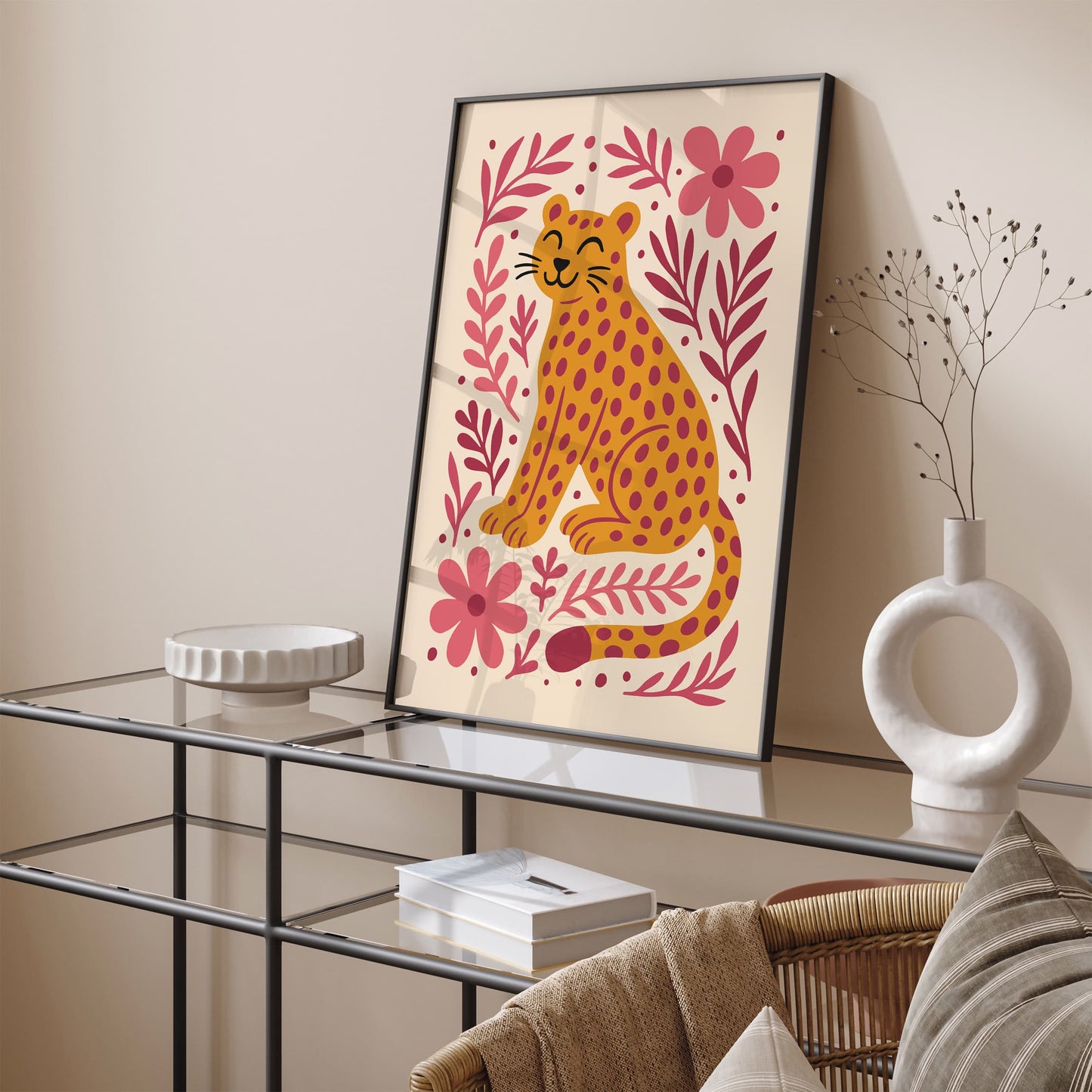 Cute Little Cheetah in Flowers Poster