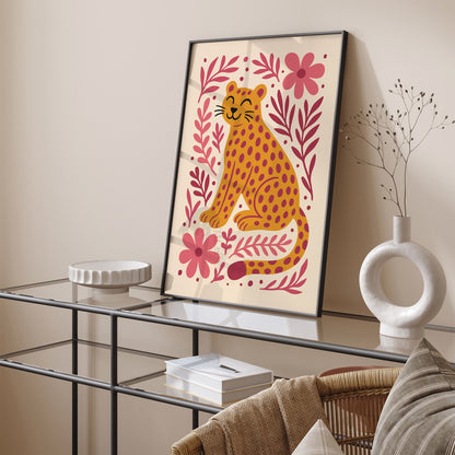 Cute Little Cheetah in Flowers Poster