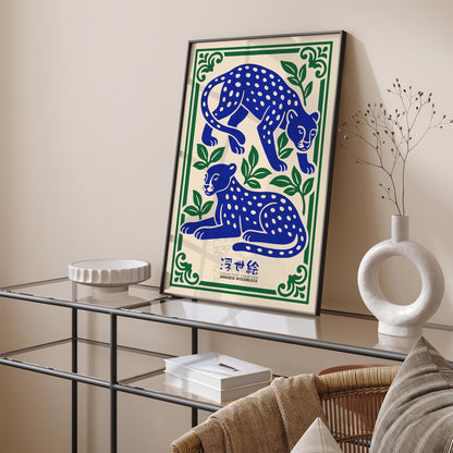 Japanese Woodblock Cheetah Poster