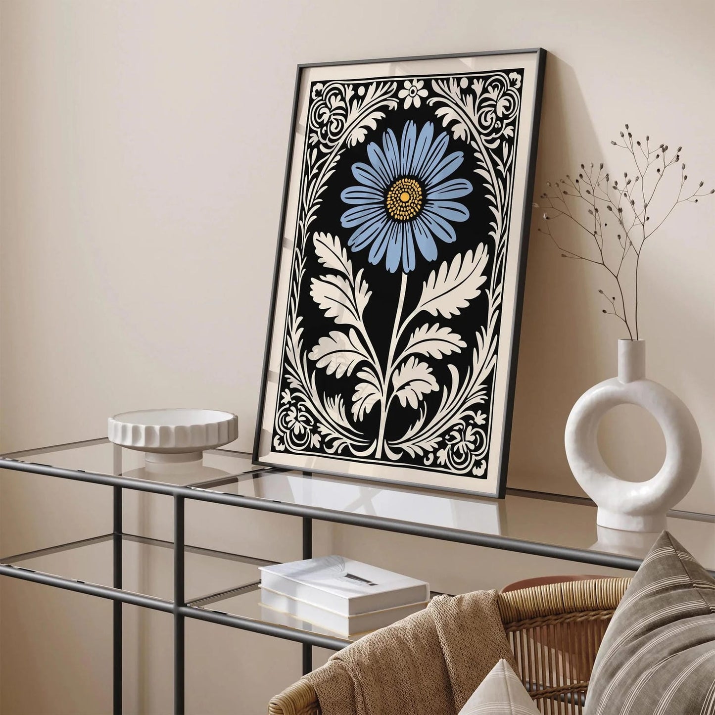 Rococo Daisy Flower Elegant Art Print