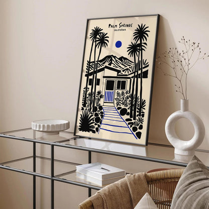Palm Springs California Black Ink Poster