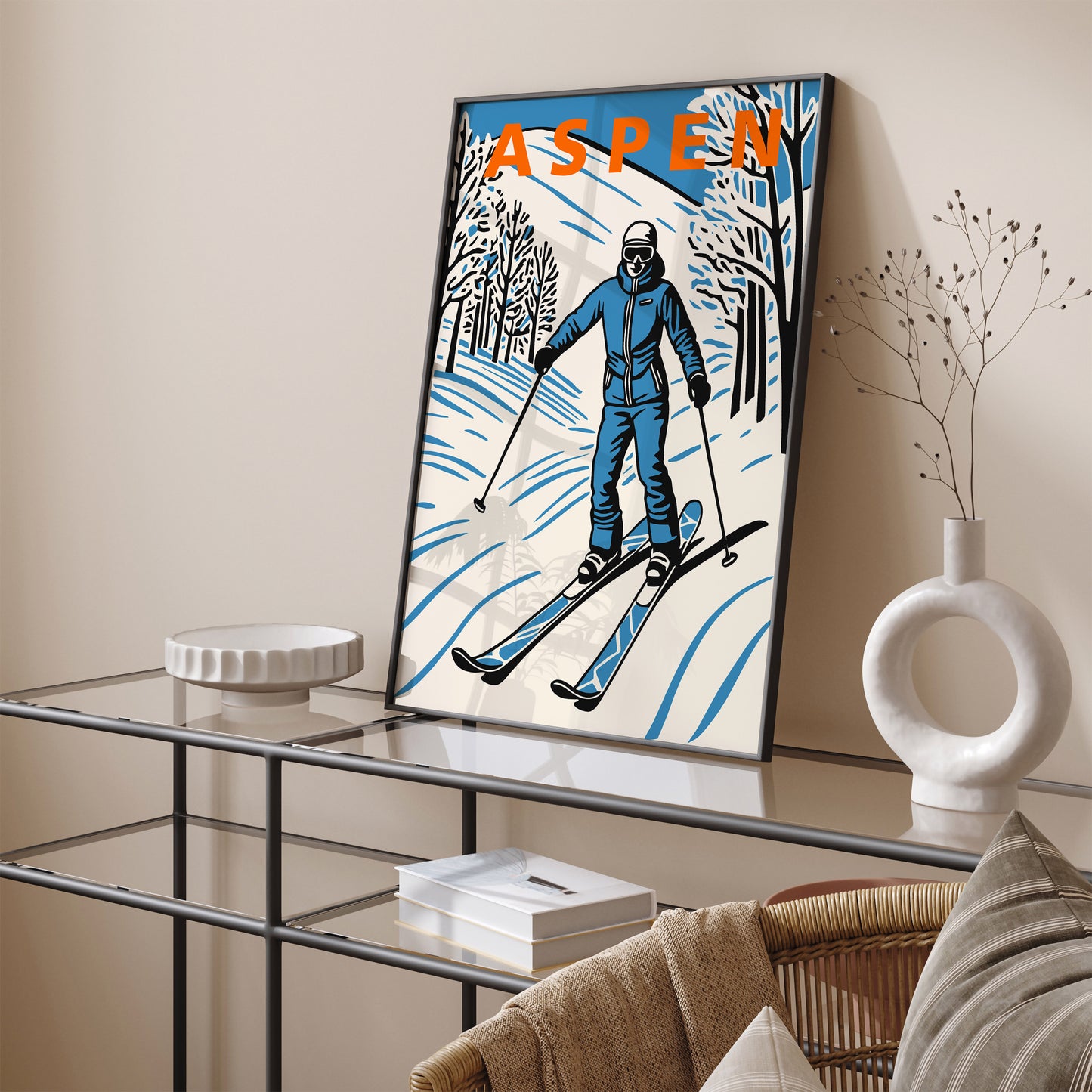 Aspen Skiing Travel Poster