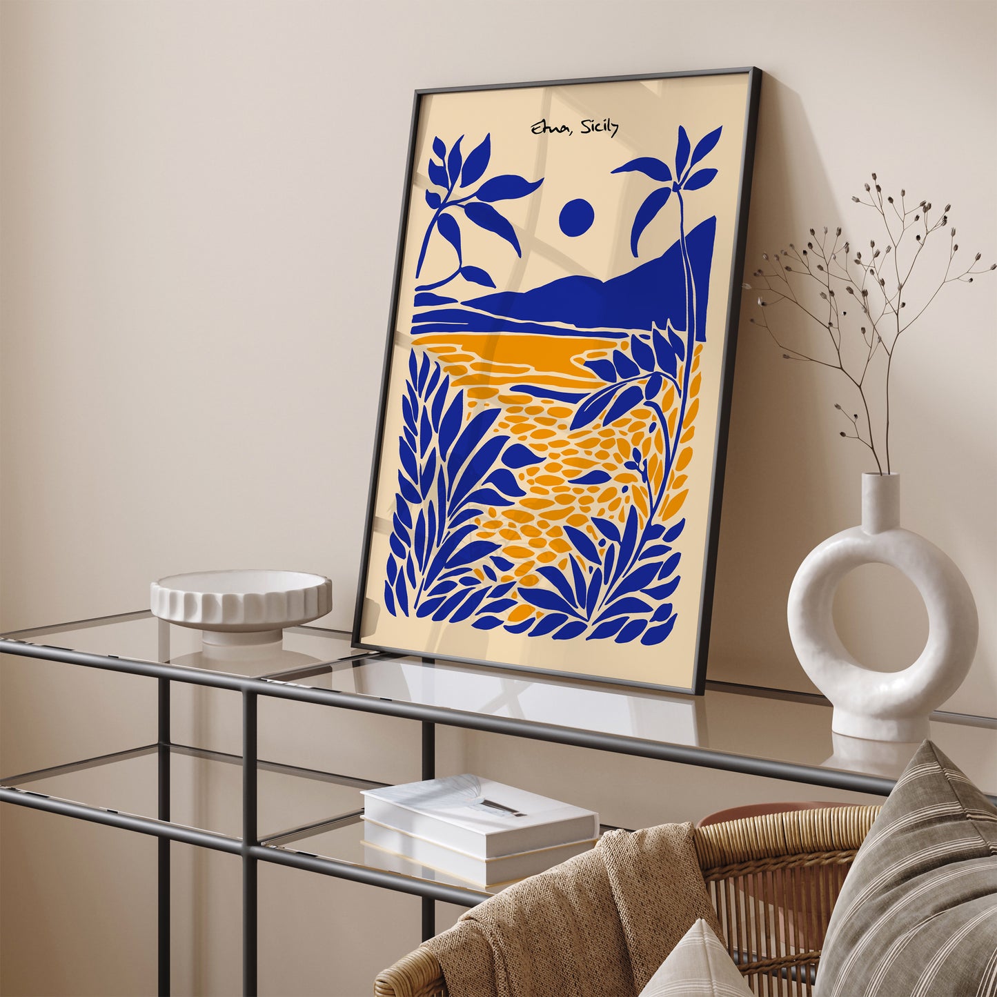 Etna Sicily Landscape Blue Wall Art