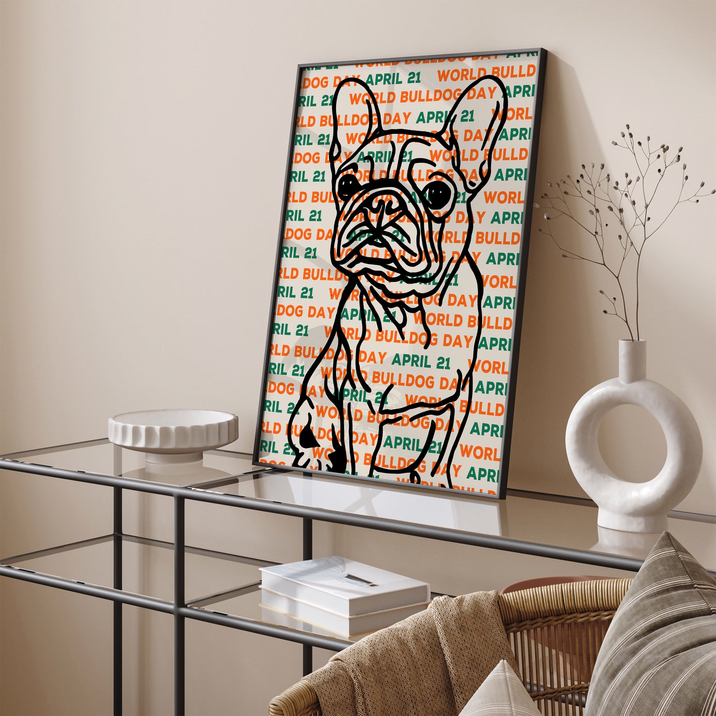 World Bulldog Day Line-Art Poster