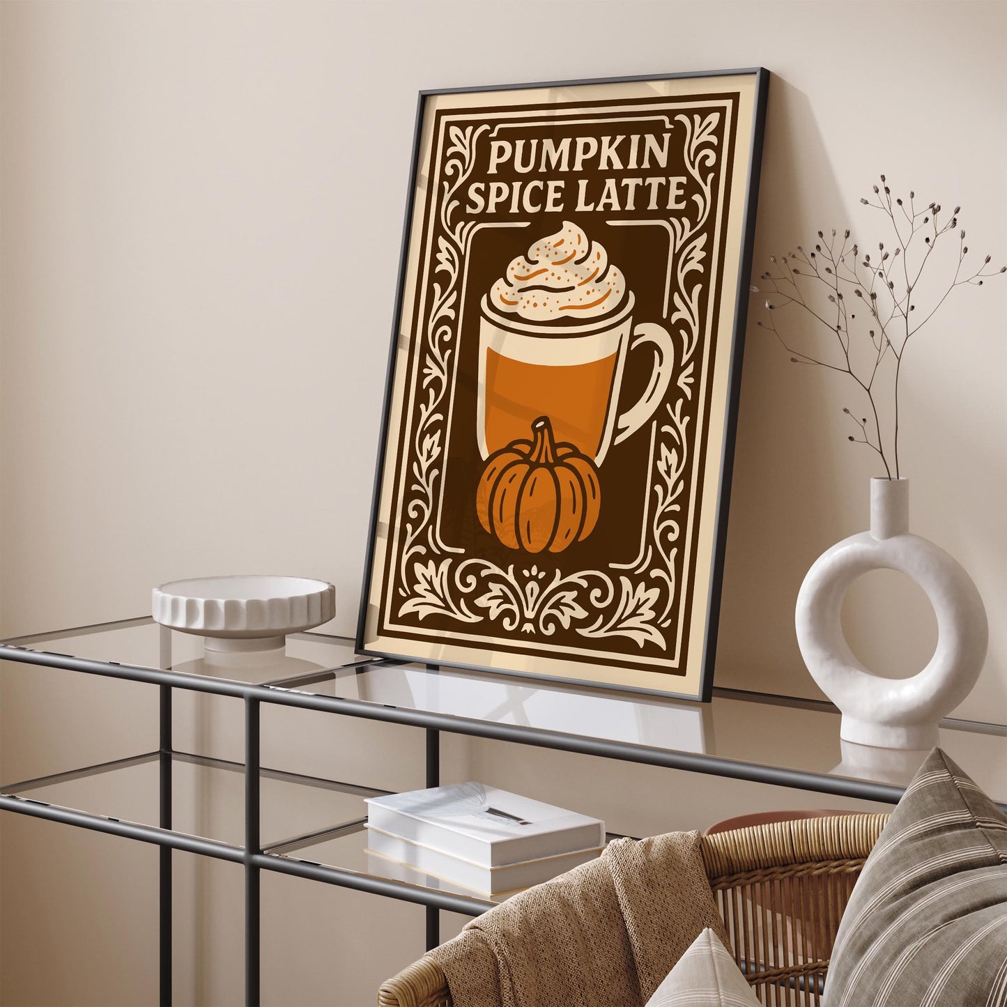 Pumpkin Spice Latte Poster - Brown Kitchen Wall Art Decor