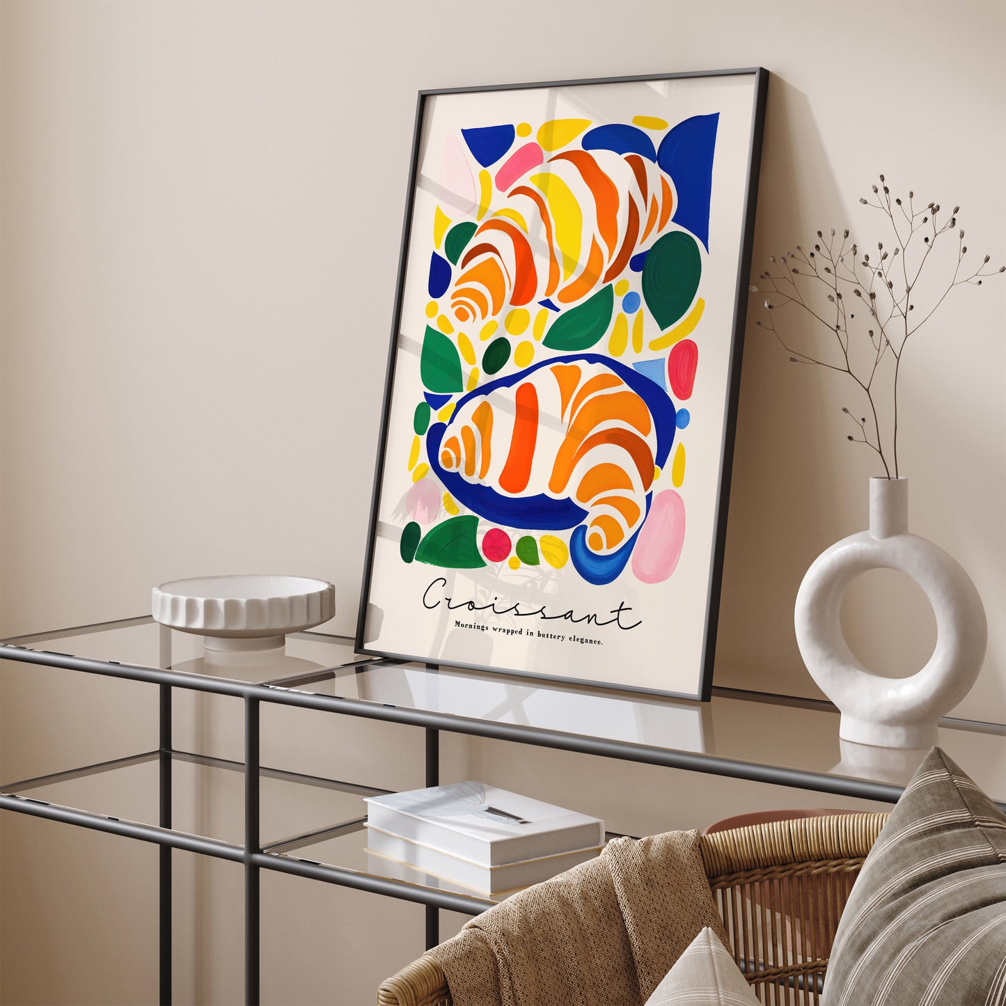 Croissant Colorful Wall Art Print