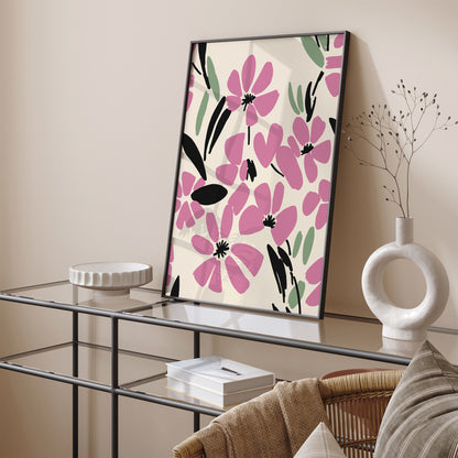 Pink Flowers Living Room Wall Decor