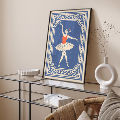 Blue Ballerina Ballet Dance Art Poster