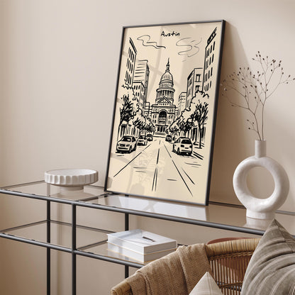 Austin Texas Cityscape Travel Poster