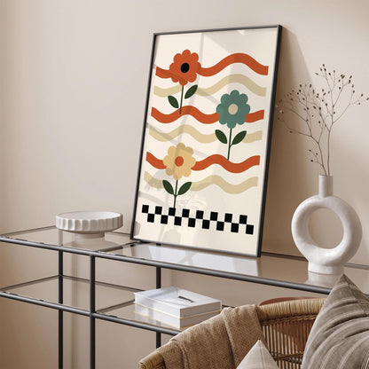 Abstract Retro Flowers Poster