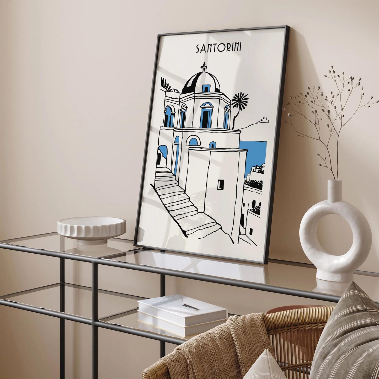Santorini Minimalist Cityscape Poster
