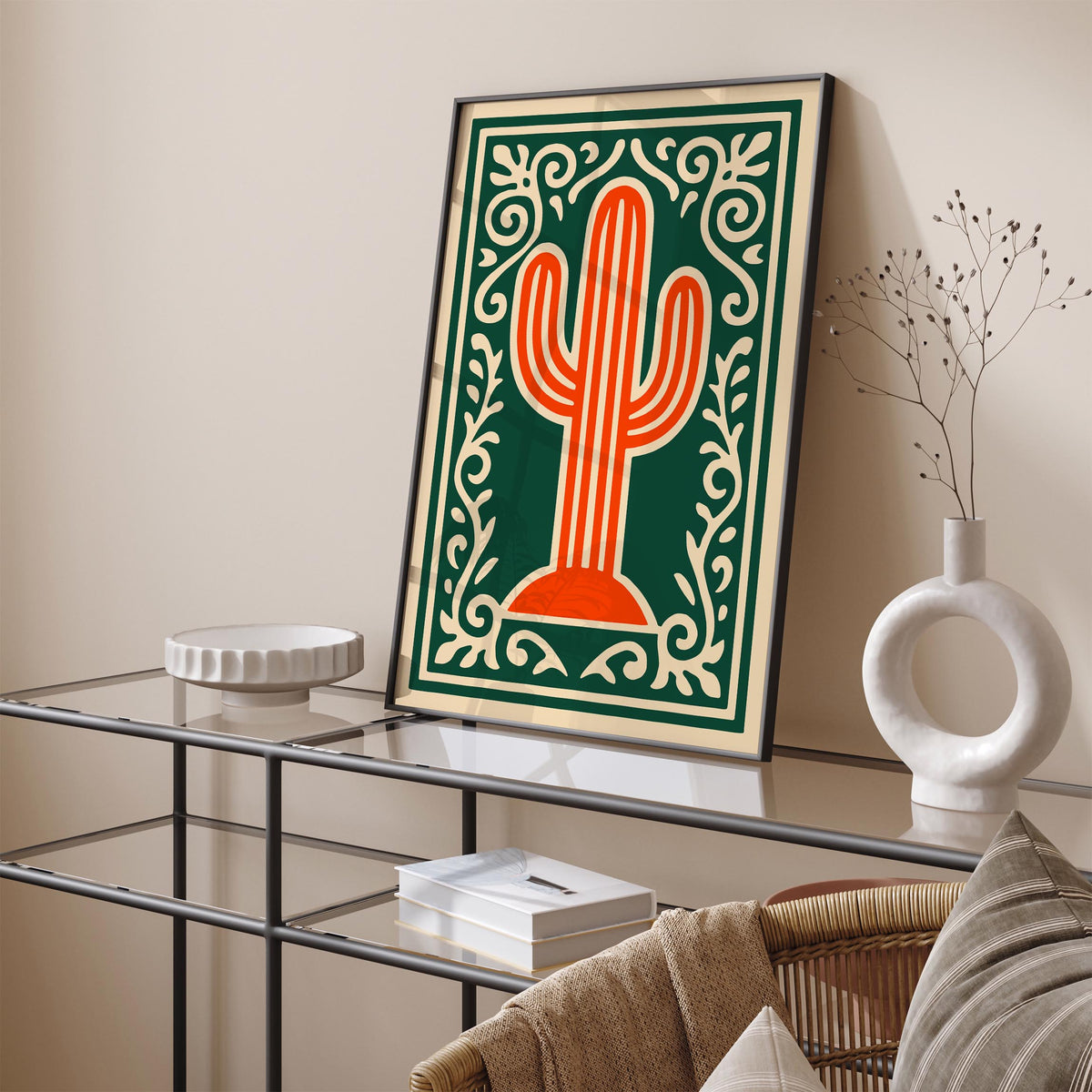 Saguaro Cactus Desert Botanical Art Poster