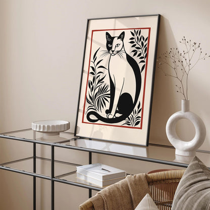 Sitting Cat Retro Minimalist Art Print