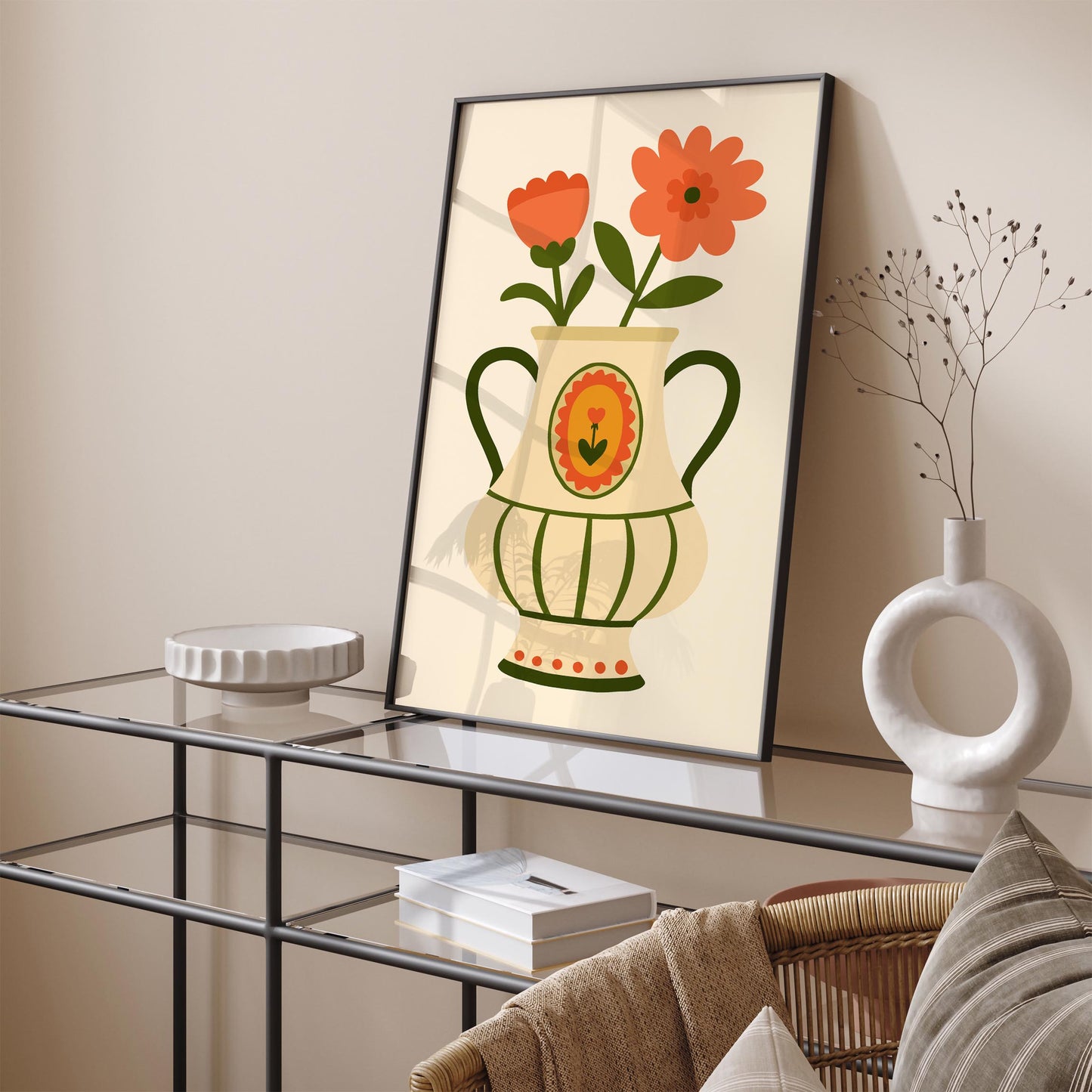 Vase with Flowers Poster - Scandinavian Wall Art