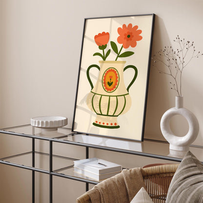 Vase with Flowers Poster - Scandinavian Wall Art