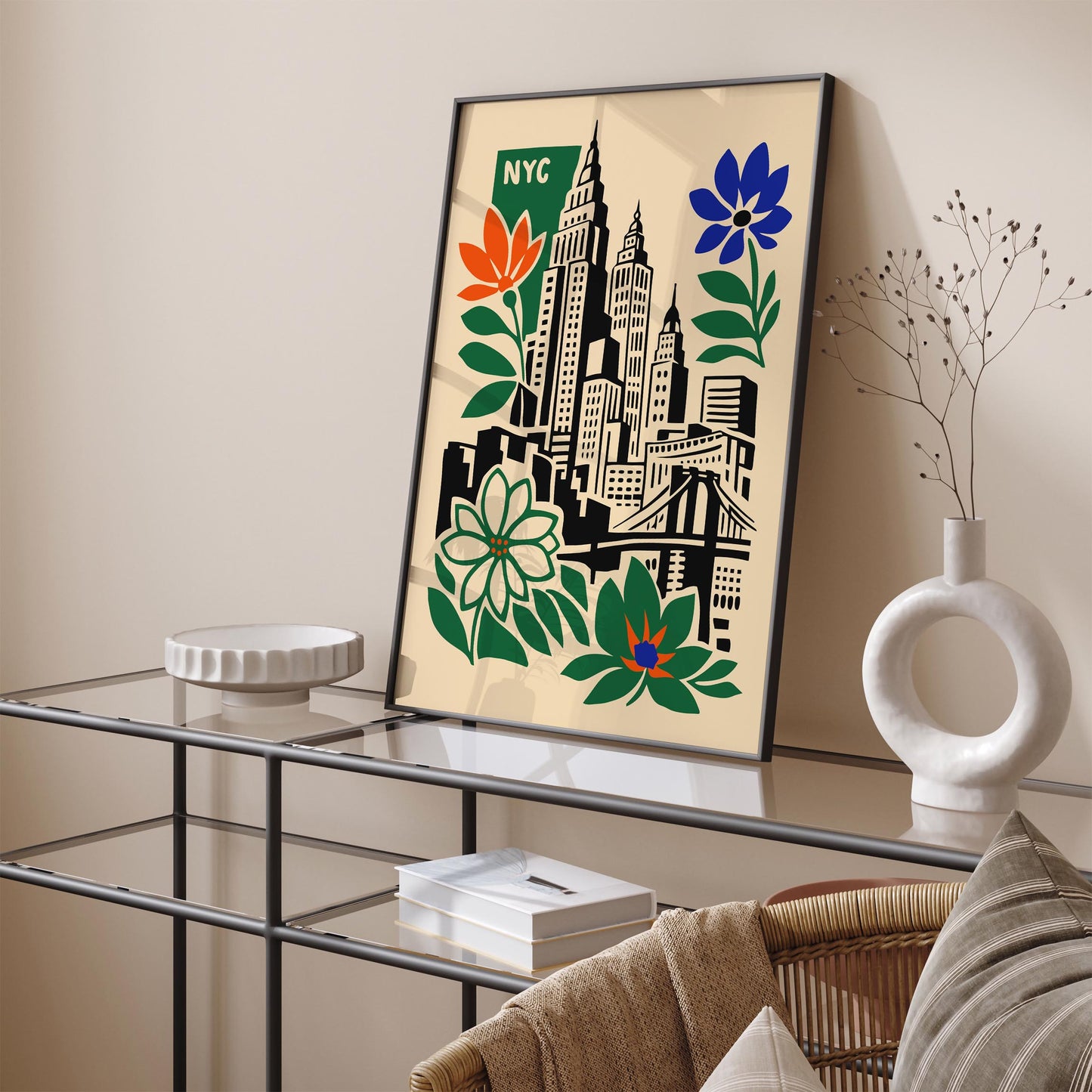 New York City Retro Travel Poster – Vintage Wall Art Print