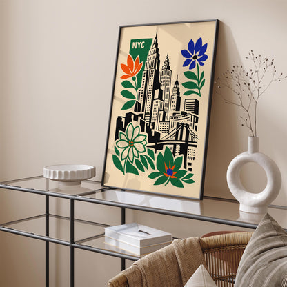 New York City Retro Travel Poster – Vintage Wall Art Print
