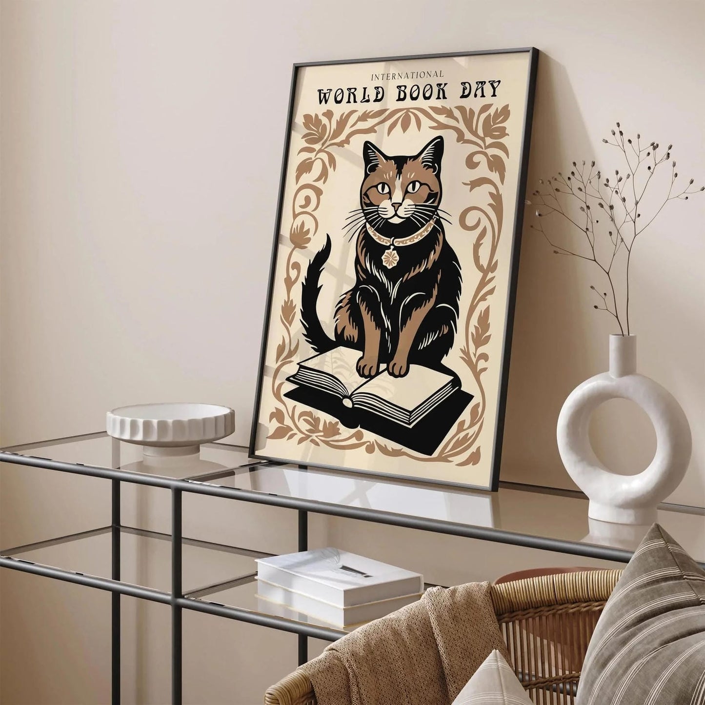 International World Book Day Cat Wall Art Print