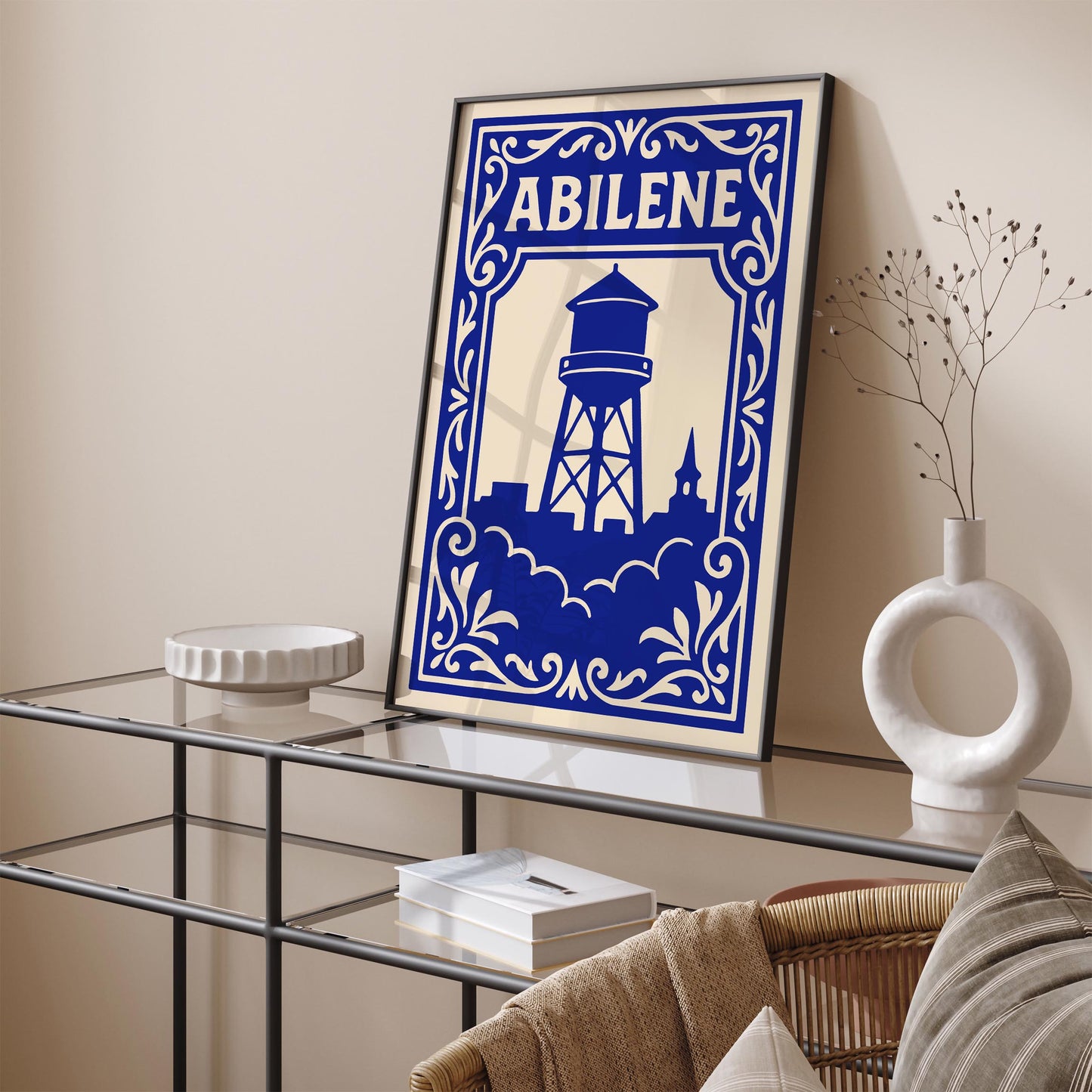 Abilene Texas Blue Cityscape Poster