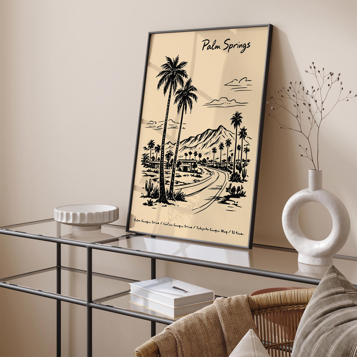 Palm Springs California Cityscape Travel Poster