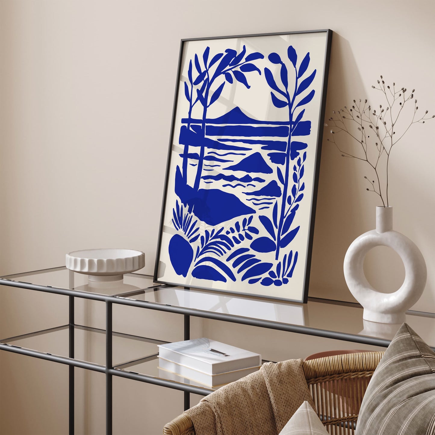 Blue Nautical Landscape Scenic Art Print 2025
