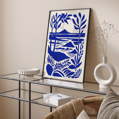 Blue Nautical Landscape Scenic Art Print 2025