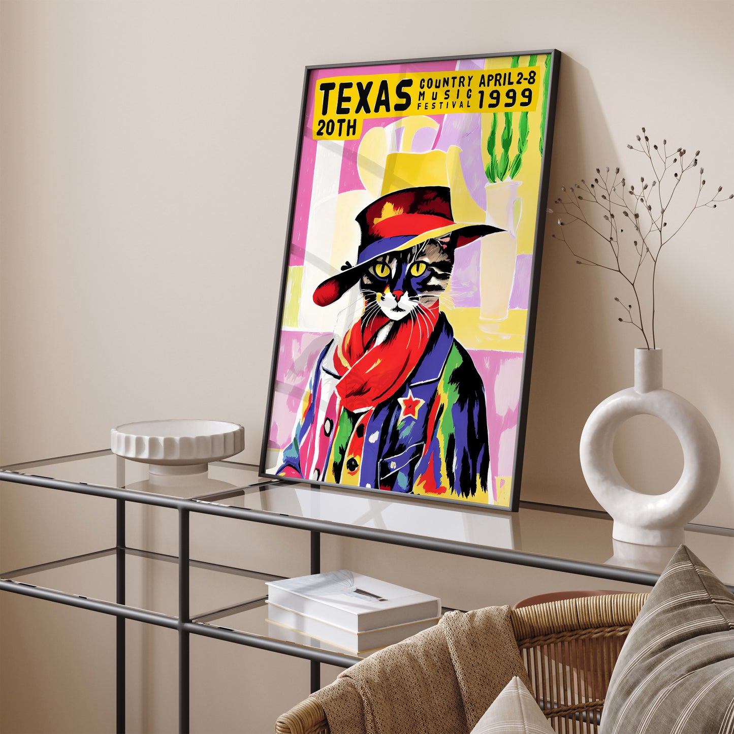 1999 Texas Country Music Cat Poster