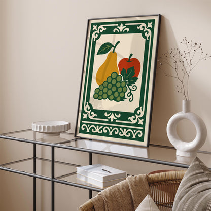 Still Life Poster, Rococo Fruit Kitchen Wall Decor