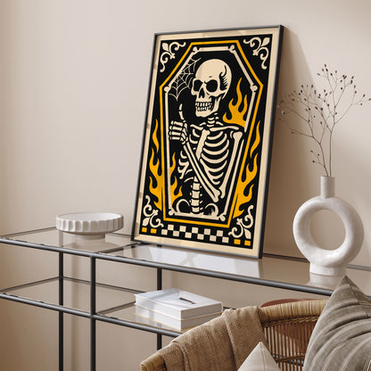 Psychobilly Skeleton Poster - Halloween Home Decor