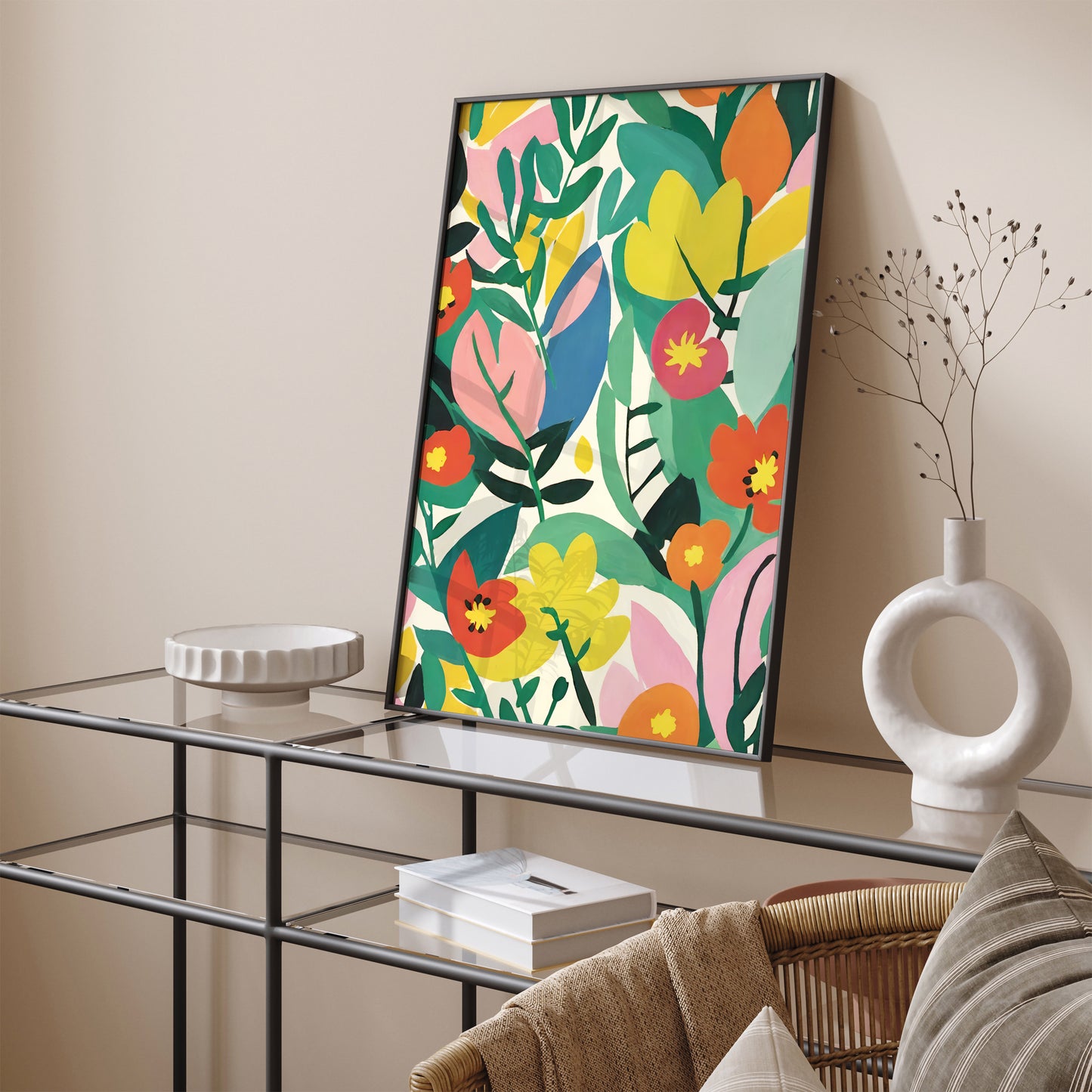 Eclectic Colorful Flowers Painting Print