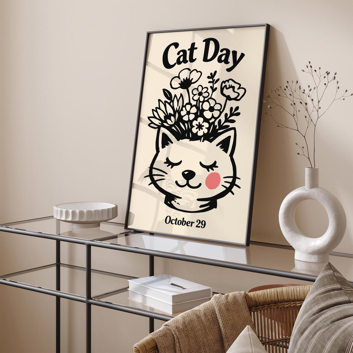 National Cat Day October 29 Art Poster