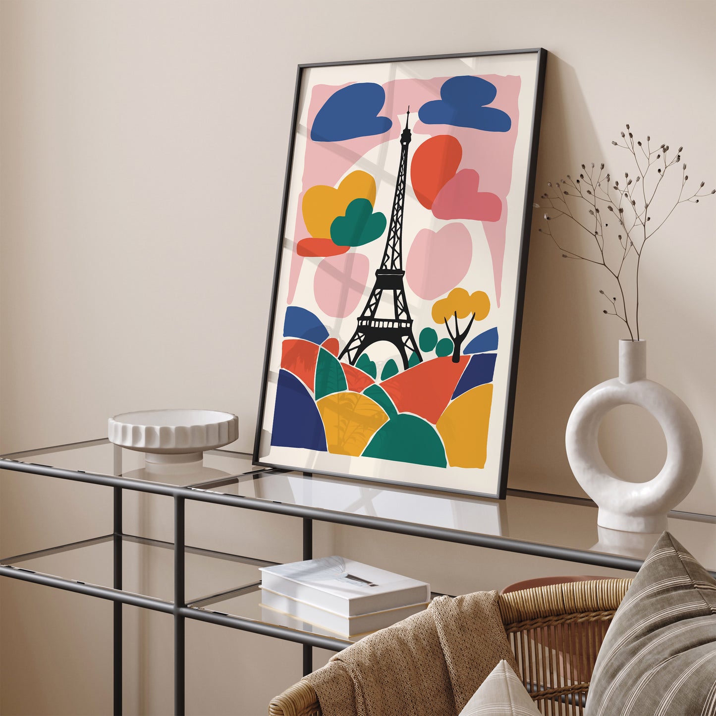 Colorful Eiffel Tower Kids Room Art