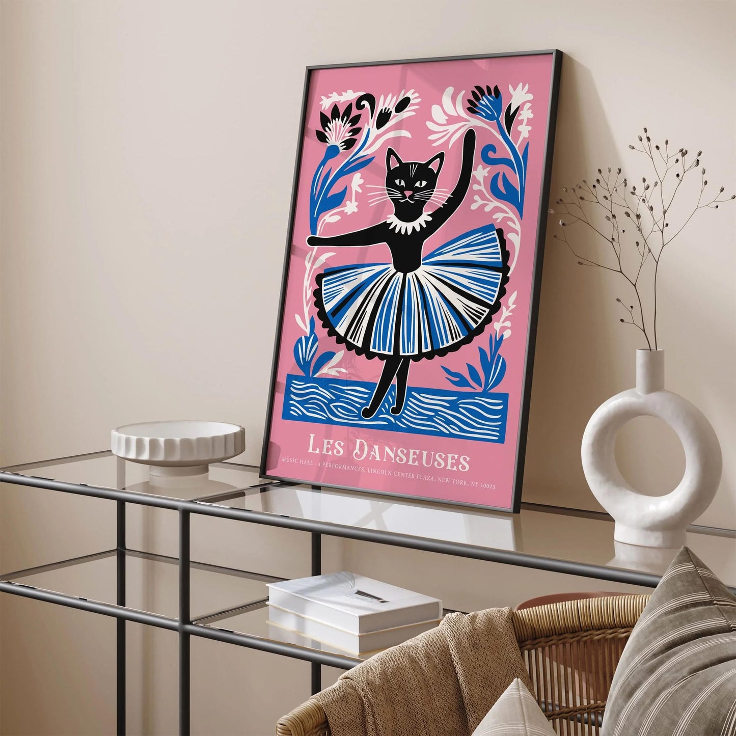 Cat Ballerina Wall Art Print
