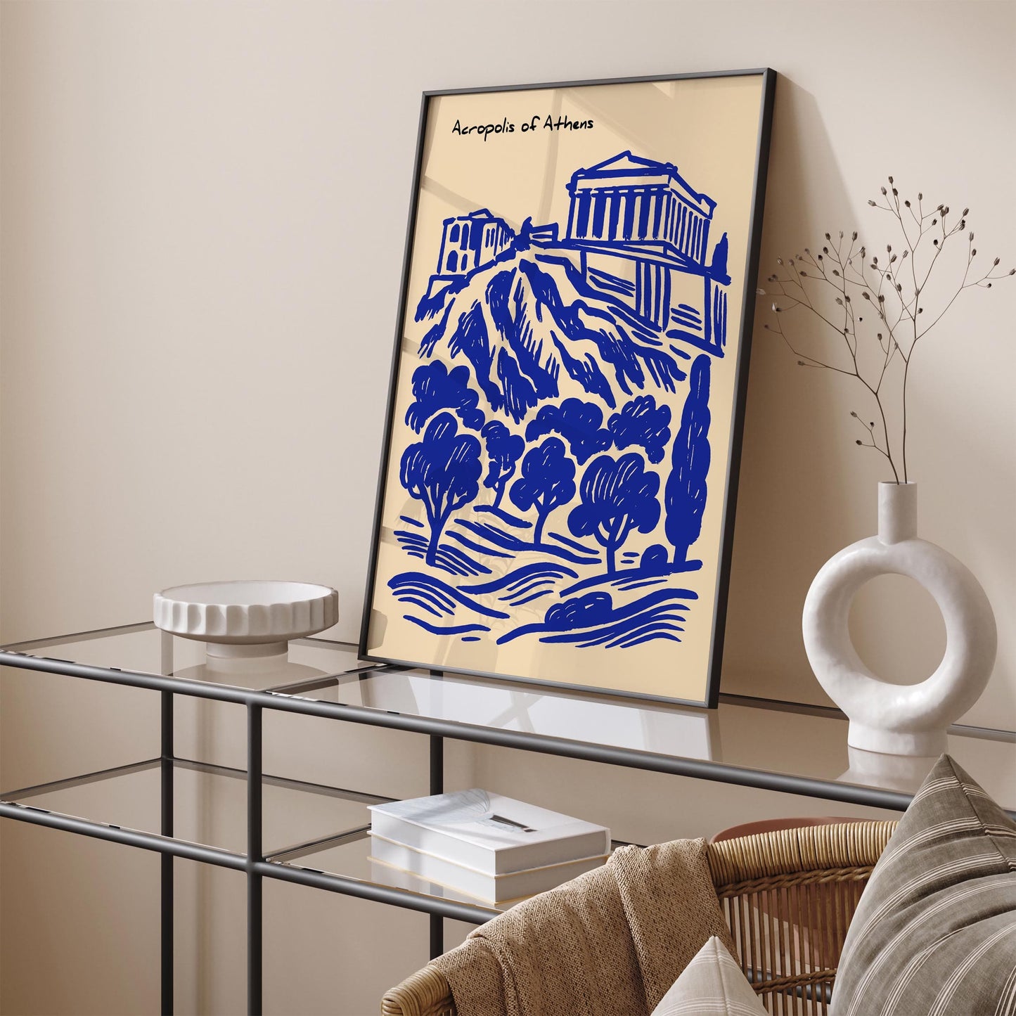 Acropolis Athens Poster - Blue Greece Travel Wall Art