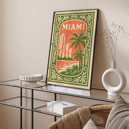 Miami Cityscape Travel Poster 2026