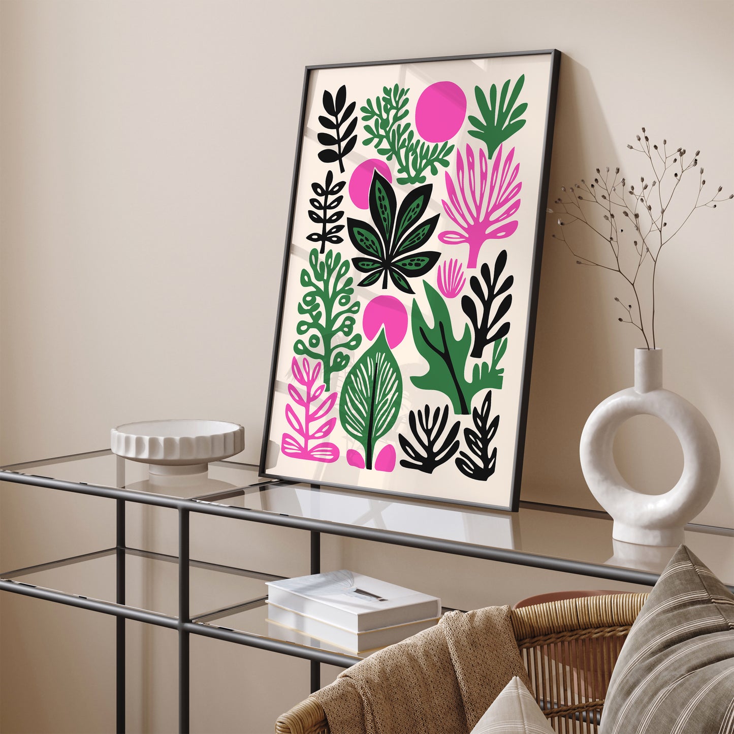 Retro Colorful Cut Outs Nature Print