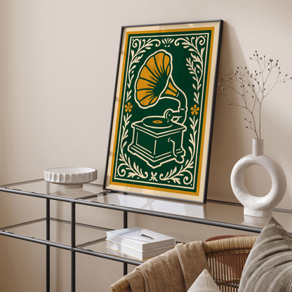 Vintage Gramophone Wall Art Print