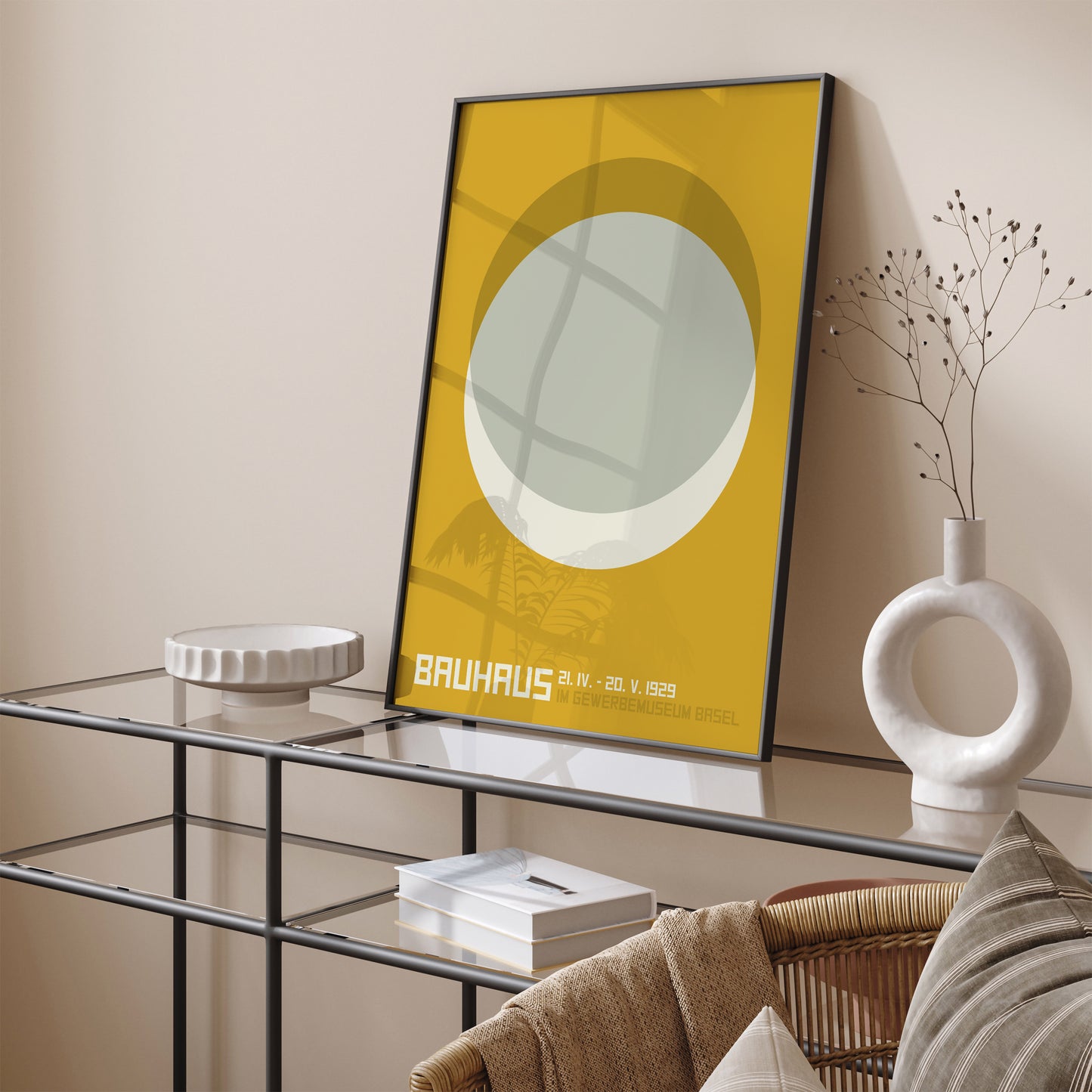 Modern Minimalist Yellow Bauhaus Poster