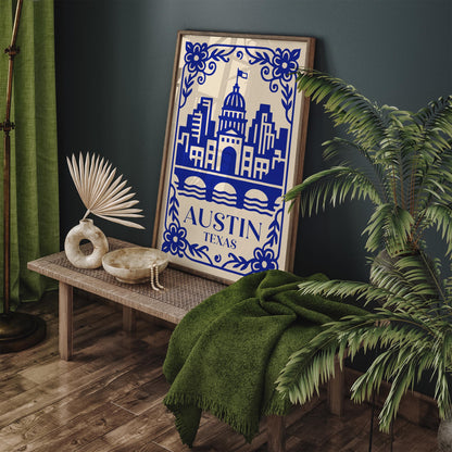 Blue Austin Texas Travel Poster