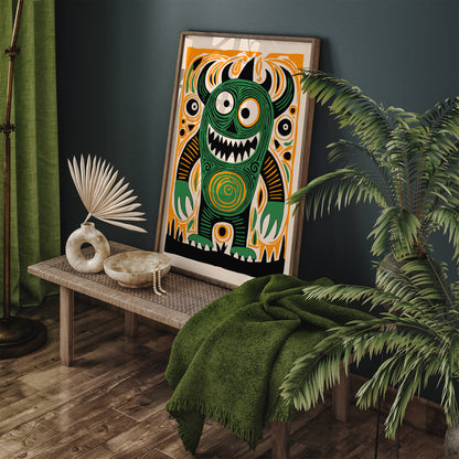 Crazy Green Monster Halloween Vibes Art Print