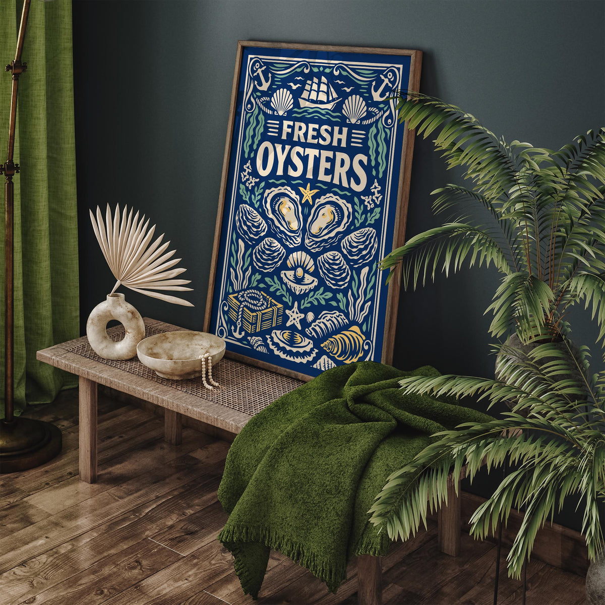 Fresh Oysters Nautical Poster