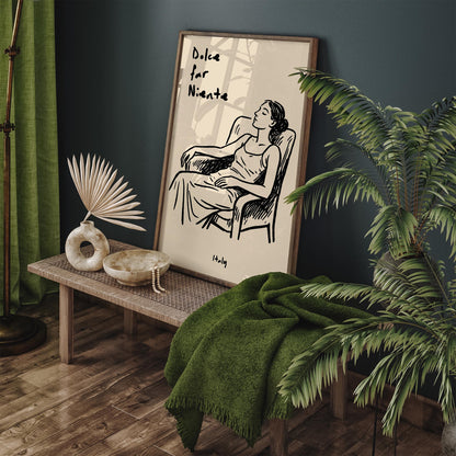Dolce Far Niente Italy Poster - Sleeping Woman Wall Art Print