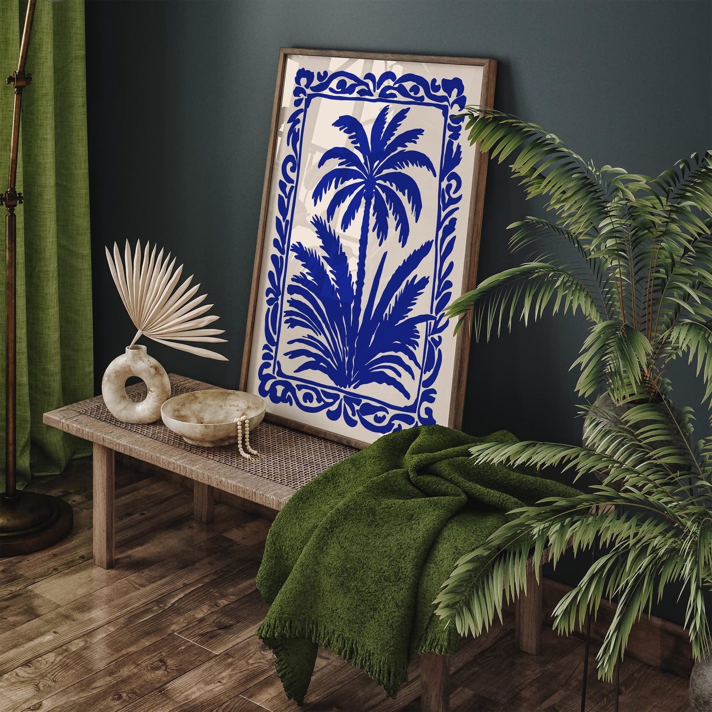 Blue Palm Tree Eclectic Wall Art