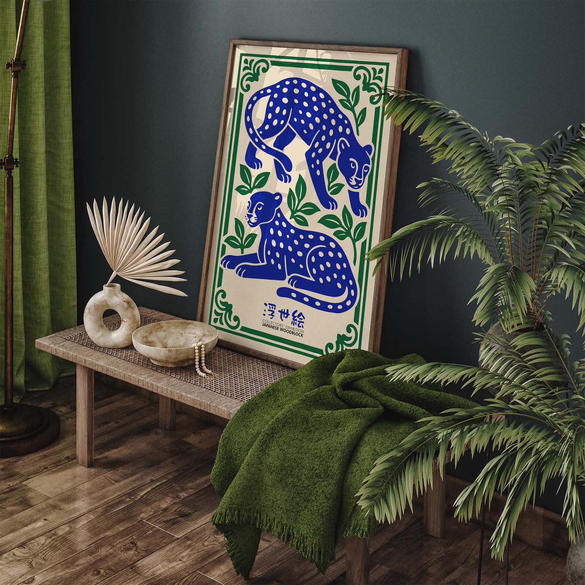 Japanese Woodblock Cheetah Poster