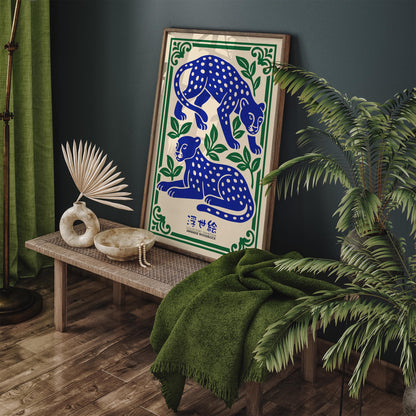 Japanese Woodblock Cheetah Poster